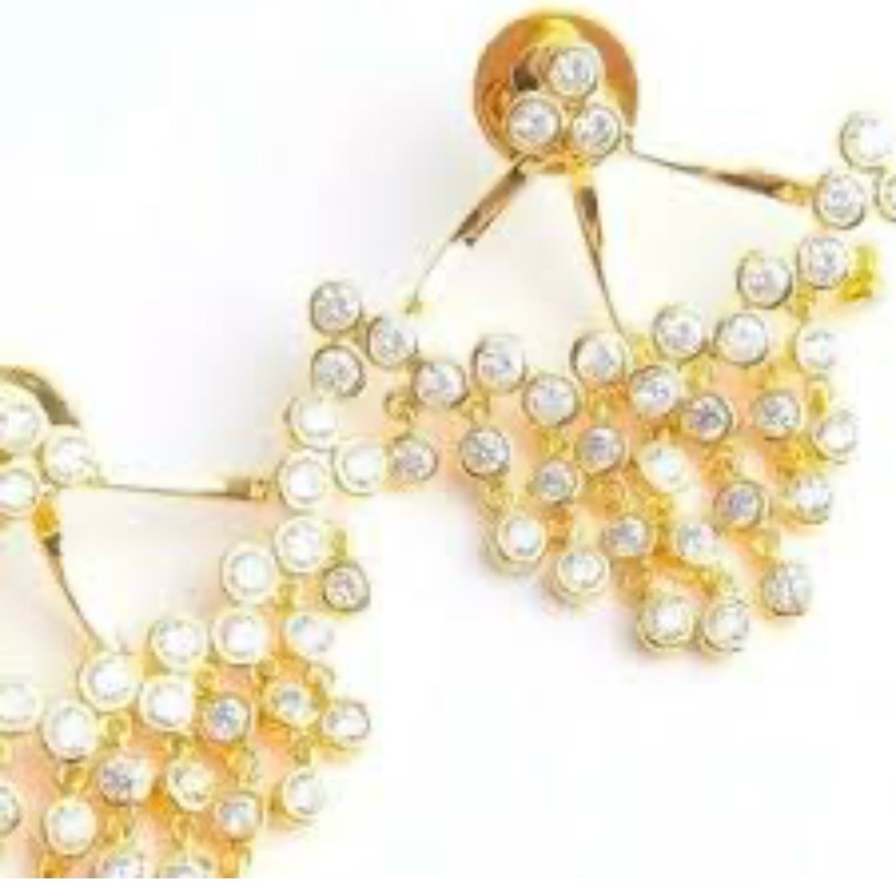 HENRI BENDEL Downtown Gold/Crystal Convertible Ear Jackets w/Dust Bag - RETIRED